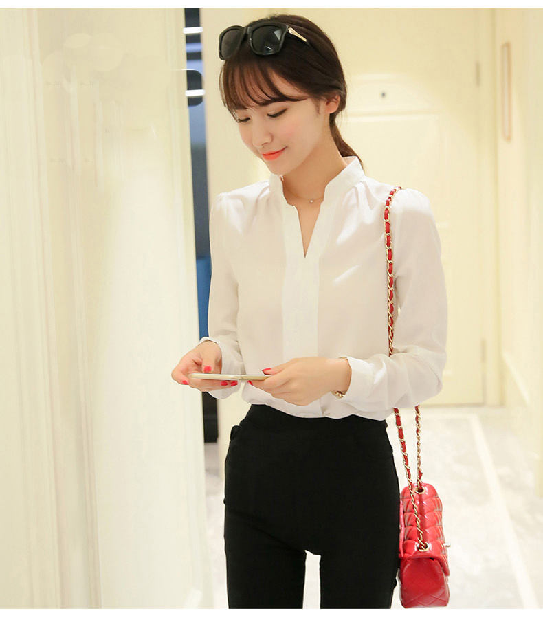 黛 2018 xuân hè mới của phụ nữ khí chất Hàn Quốc chạm đáy áo sơ mi dài tay voan rộng kiểu áo sơ mi nữ đẹp