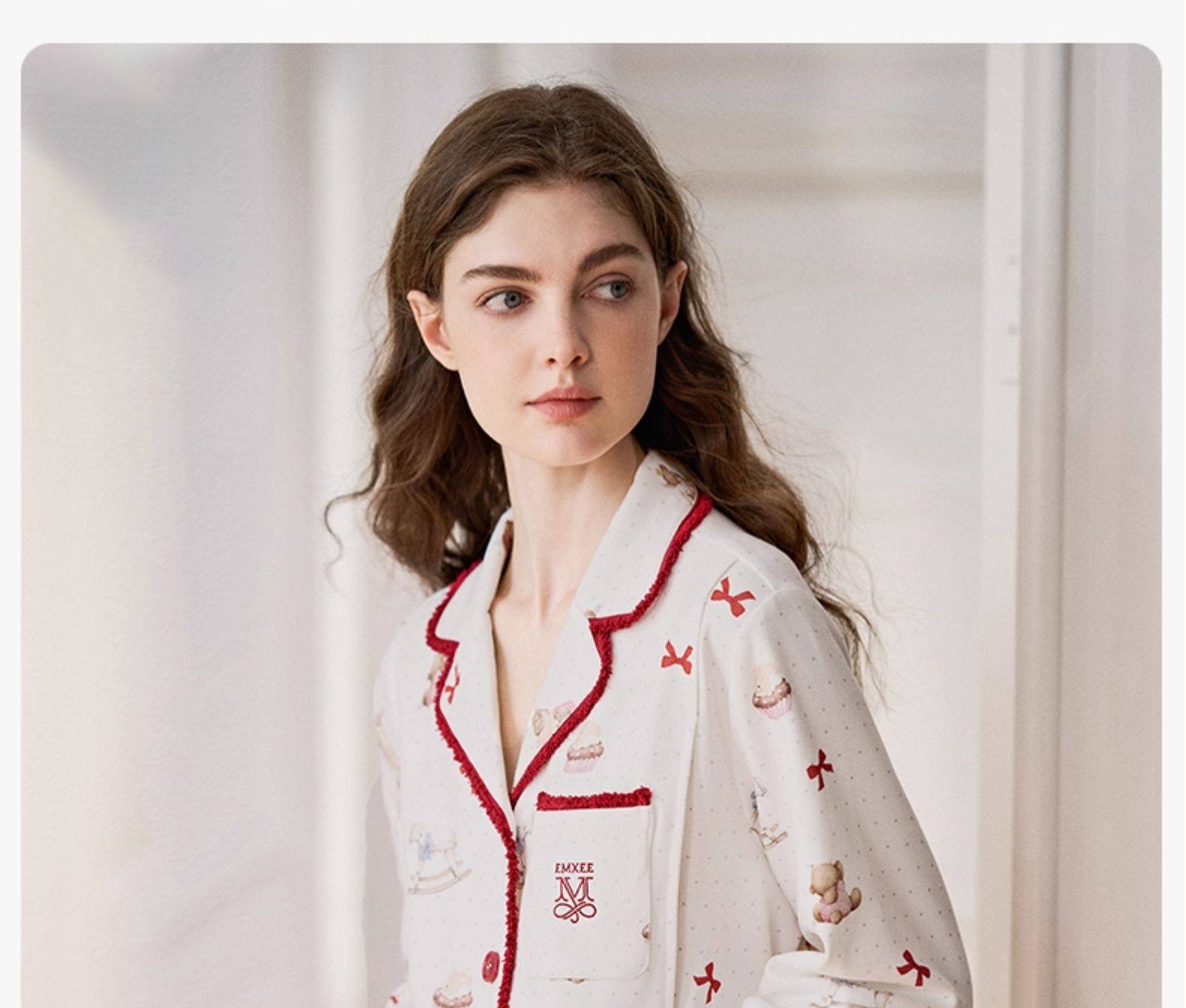 Manxi Maternity Pajamas Autumn/Winter Volcanic Flannel Pure Cotton Sleepwear Warm Nursing Homewear Set for Postpartum Women — 51