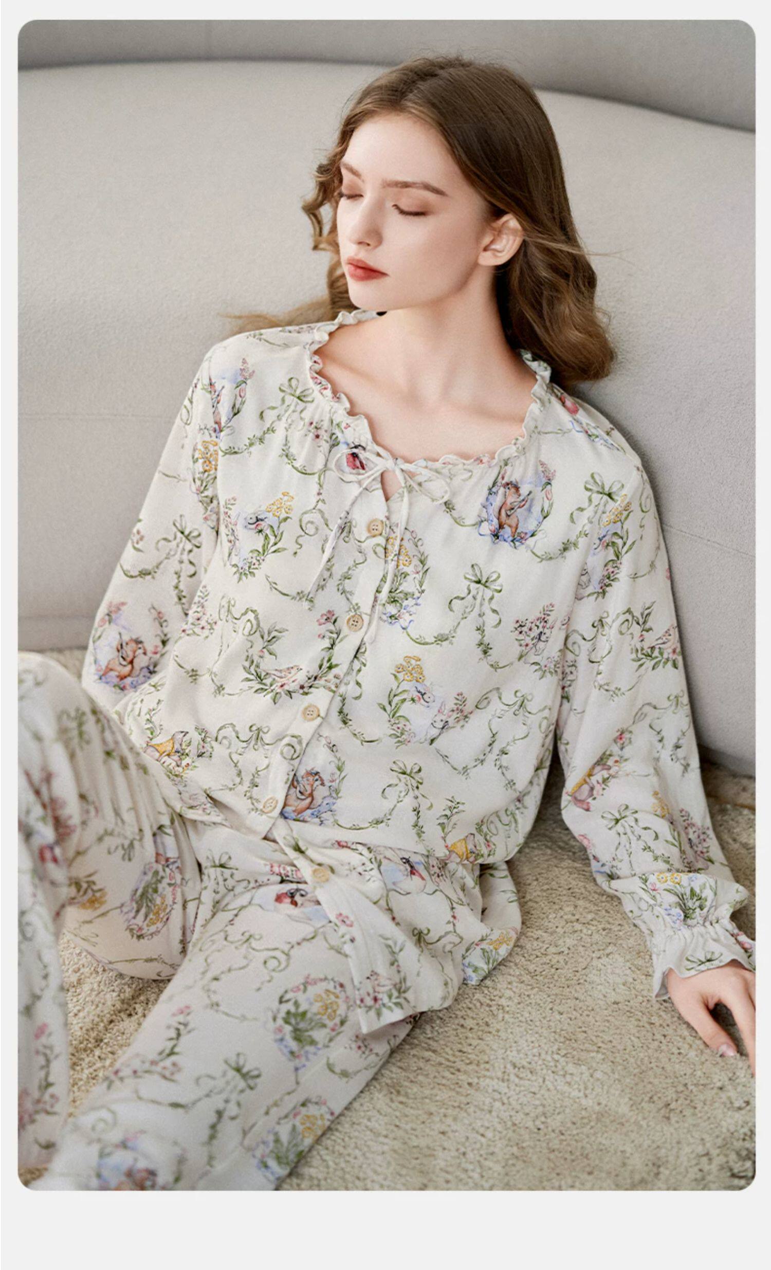 唐艺昕同款嫚熙秋冬纯棉吸汗月子服孕妇胸垫睡衣哺乳家居服9月份 — 17