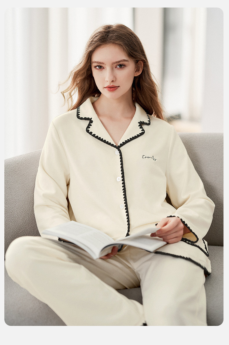 Manxi Maternity Pajamas Autumn/Winter Volcanic Flannel Pure Cotton Sleepwear Warm Nursing Homewear Set for Postpartum Women — 13
