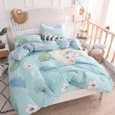 Bed hats four-piece cotton cotton 1 8m bed cover sheets quilt cover three-piece set Double Summer 1 5m bedding