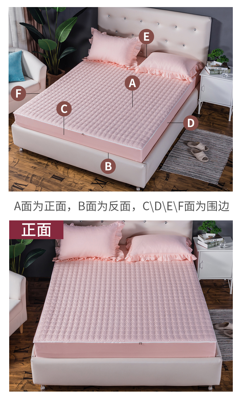 Tùy chỉnh nệm bọc bảo vệ giường 笠 một mảnh dày quilted trượt không bao gồm tất cả bao gồm có thể tháo rời dây kéo bụi 	ga chun trải giường 2mx2m2	