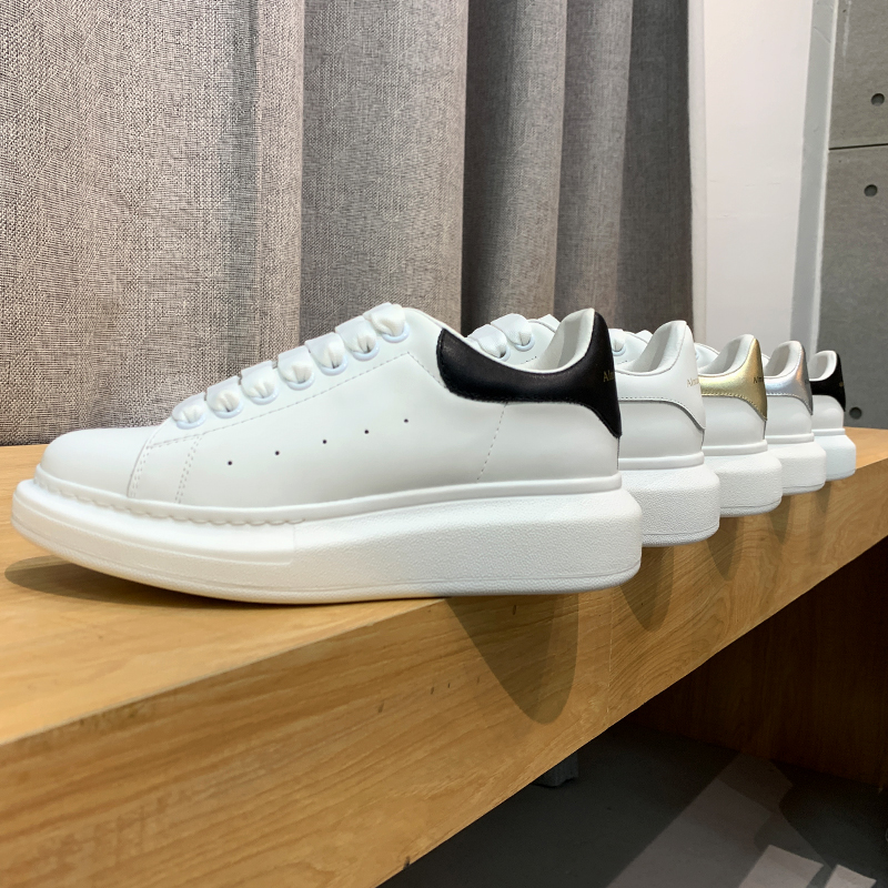 McQunda small white shoes in 2021 blast thick sole leisure leather increased Han plate plate shoes