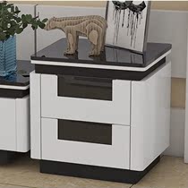 Chest chest chest simple modern black tempered glass painted white cabinet solid wood drawer two bucket cabinet