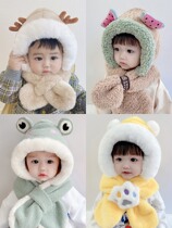 Japanese GP baby hat autumn winter childrens hat scarf integrated with suede baby cute super cute young children