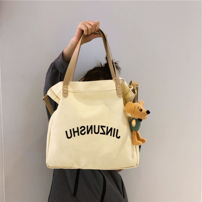 Japanese GP Canvas Bag Women Skew Satchel Capacity Day Ensemble Single Shoulder Bag Female High School Student Handbag