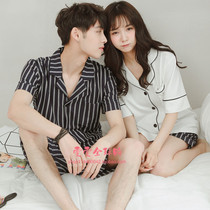 Japan JULIPET couple pajamas women Summer stripes cotton short sleeve mens suit loose home clothes