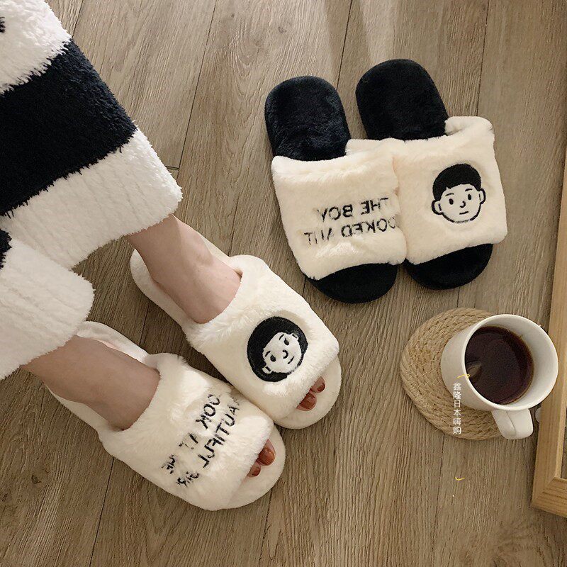 Japanese GP Cotton Slippers Female Winter Home Cute Couple Half Bag Thick Undertow Male winter 2019 new