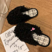 Japanese GP Cotton Slippers Female Winter Fairy Wind Net Red Fashion Chic Indoor Non-slip Fur Slippers