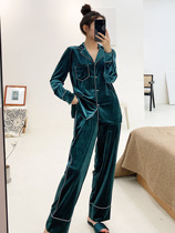 Japan JULIPET golden velvet pajamas couples autumn and winter women pearl buckle spring and autumn home clothes