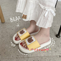 Japanese cartoon bear slippers Women summer wear couples non-slip home cute couple sandals men