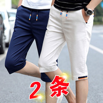 Summer thin shorts mens seven-point pants loose casual wear outside five points Korean version of the trend mens pants 7-point pants