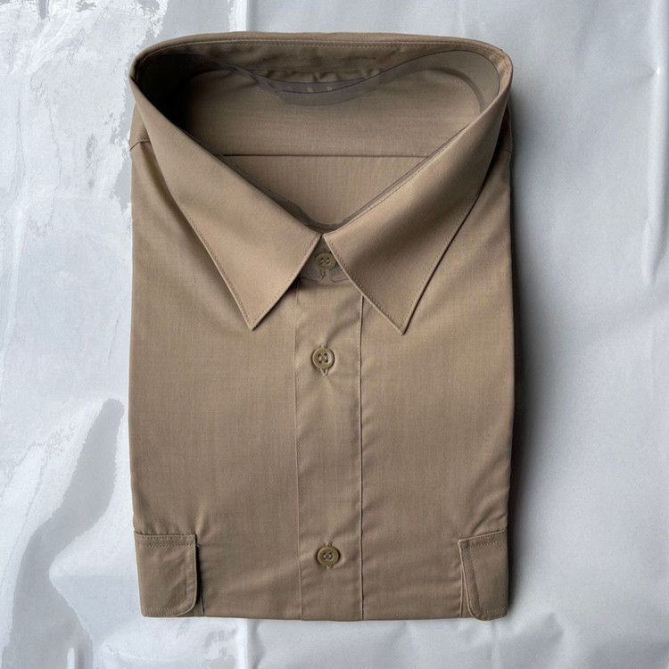 Old Genuine Pint Summer Rice Yellow Shirt Straight Barrel Lady Inner Lining Confirmed Fabrics Military Training Long Sleeve Shirt Acting Out