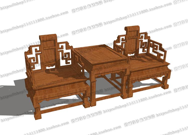 su模型草图大师中式家具桌椅床榻案台屏风博古架室内家装...-11