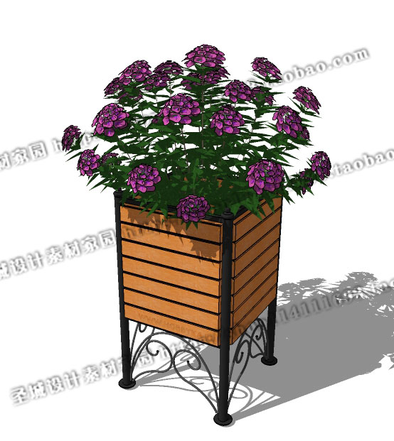 SU素材 景观花钵 种植箱 树池篦子 花坛器皿 su模型 草图大师-2