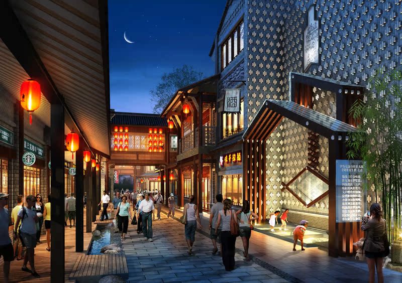 R450仿古旅游商业街会所别墅多层住宅建筑设计效果图参考-4