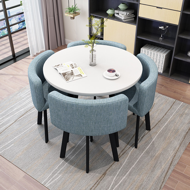 Modern reception table and chair combination Sample house Exhibition center Negotiation table Shop meeting table and chair Office leisure small round table party meal