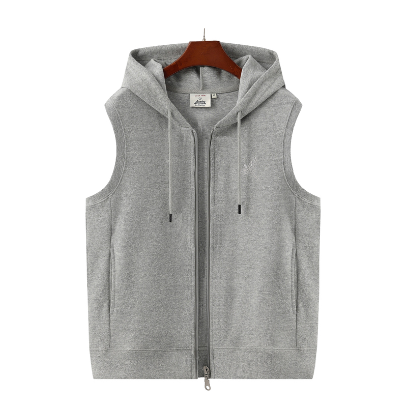 Spring and Autumn Zip-Up Cardigan Hooded Sleeveless Sweater Knitted Vest for Men and Women, Loose Casual Trendy Vest Spring and Autumn Zip-Up Cardigan Hooded Sleeveless Sweater Knitted Vest for Men and Women, Loose Casual Trendy Vest