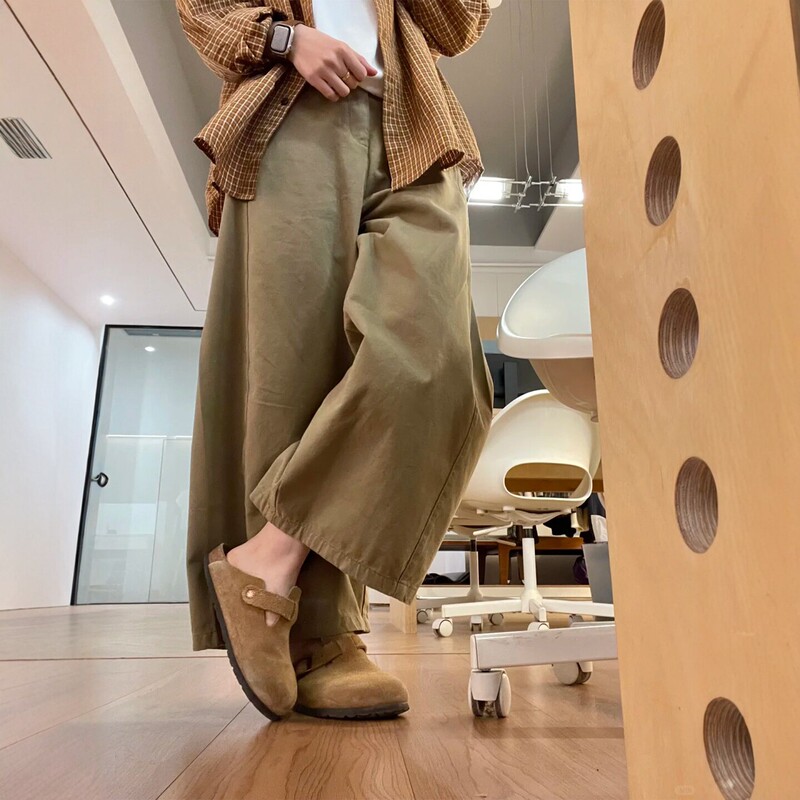 Korean Style Lazy and Relaxed Wide-Leg Pants for Women, Plus Size, Autumn Loose Fit, Slimming Khaki Casual Cropped Pants