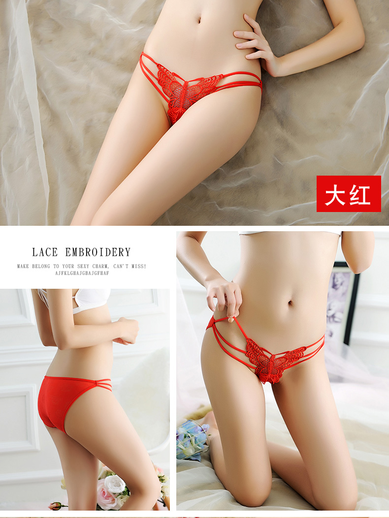 Red Mei 4 hộp quà tặng bướm thêu Hàn Quốc trong suốt đồ lót sexy nữ ren cám dỗ eo thấp tóm tắt