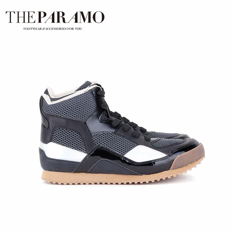 THEPARAMO帕拉莫专柜正品个性潮流拼色青年男皮质系带高帮运动鞋