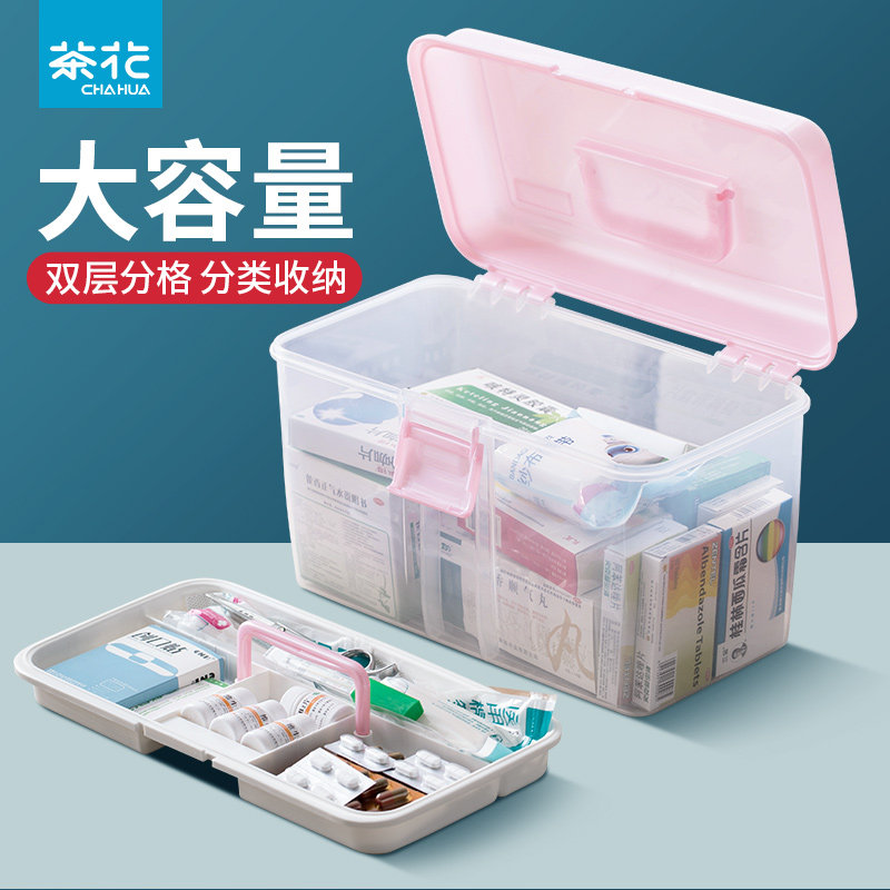Tea Flower Medicine Box Home Dress Large Capacity Home Medication Intake Box Large Number Medicine Case Medicine Children Small Containing Box