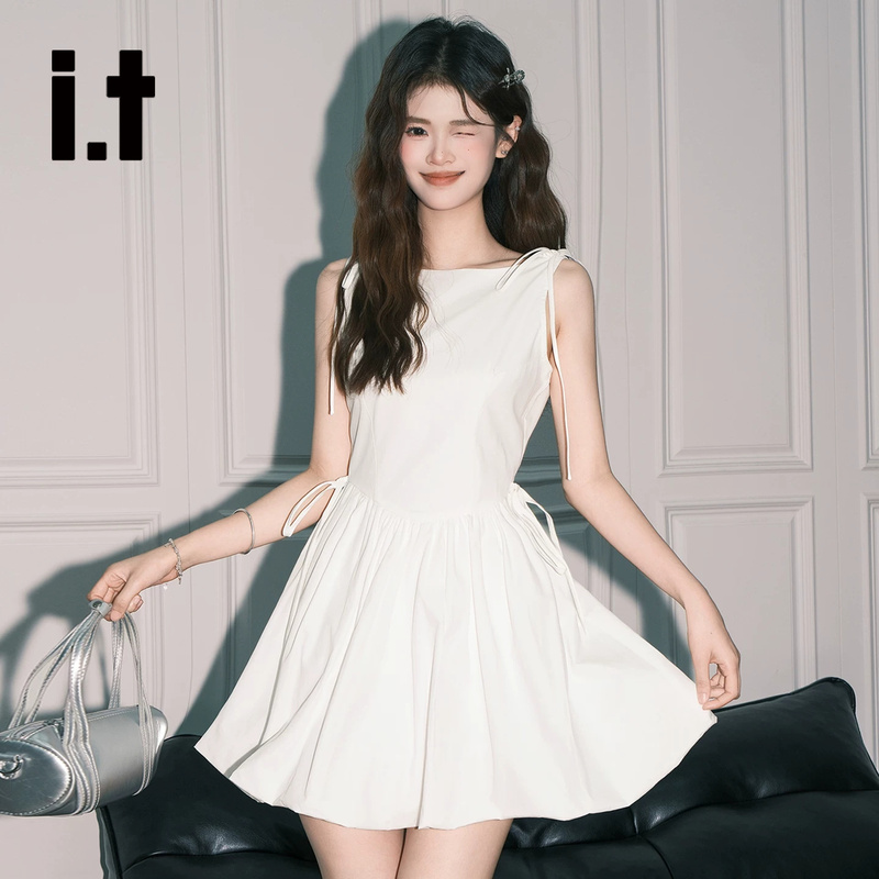 It:Chocoolate First Love ins White Sleeveless Dress for Women, Stunning A-Line Tie Waist Puffy Short Skirt It:Chocoolate First Love ins White Sleeveless Dress for Women, Stunning A-Line Tie Waist Puffy Short Skirt