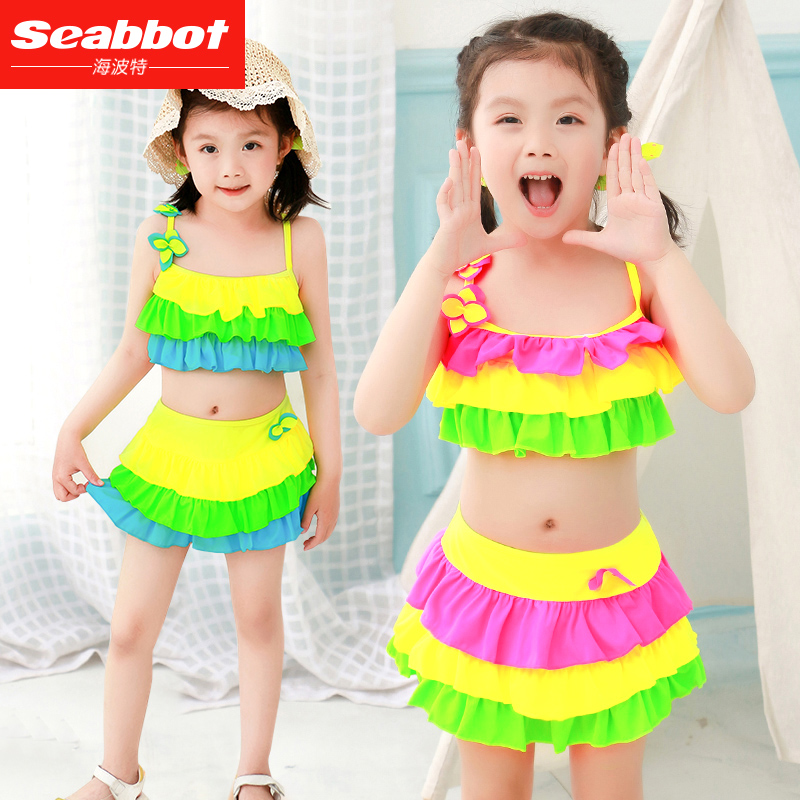 Marine Potter children swimsuit girl 2021 new two-piece dress style three-year-old CUHK child cute Korean-style foreign pie