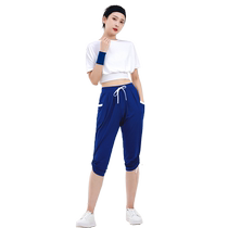 Haozhous new high-elastic mid-sleeve yoga short aerobics top for womens square dance competition clothing single top 1103
