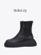 BellaLily新款厚底纯色中筒靴女透气切尔西靴拉链瘦瘦靴子