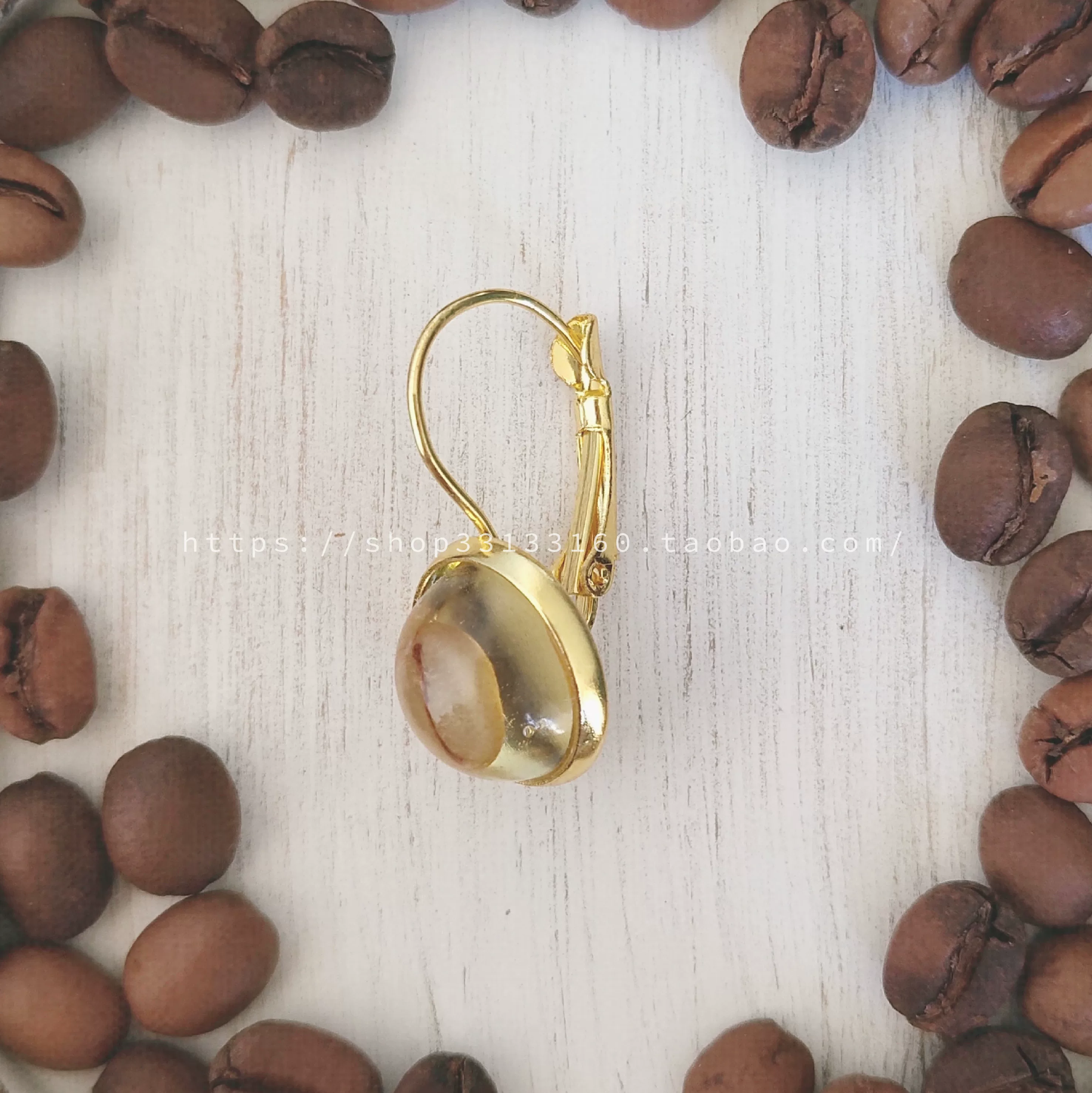 [Кофейные бобы французское ушное крючок] Оригинальные handmade нишевые украшения кофе-алхимик