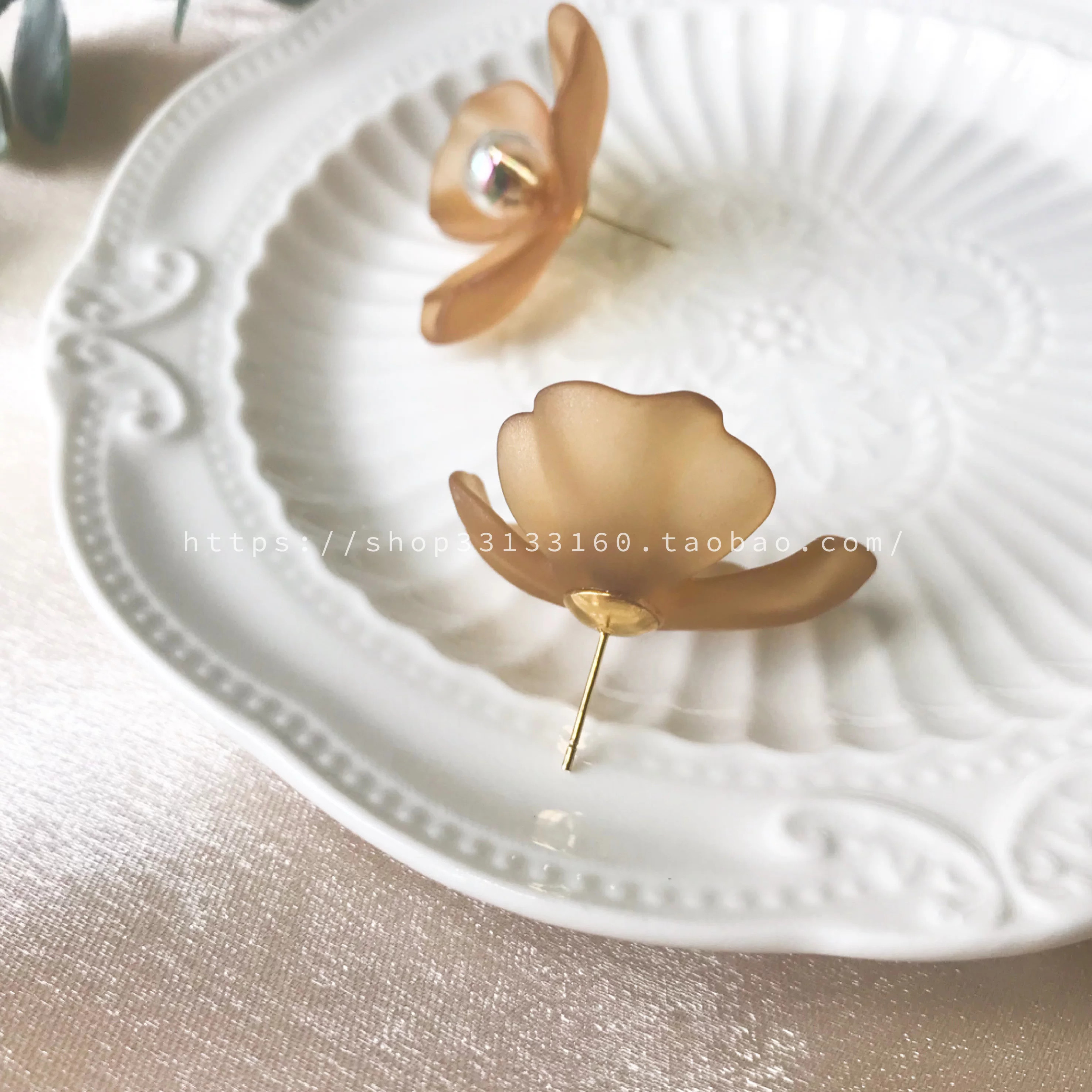 [Flower and coffee earrings/triple coffee] COFFEE Alchemist original handicraft