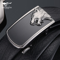 Seven wolves mens leather belts genuine leather young pure cow leather Automatic buckle earth damp belt 100 lap 2021 new fashion