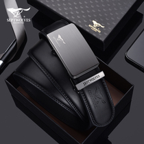 Seven Wolves Leather Strap Men Genuine Leather Automatic Buckle Pure Cow Leather Mens Belt Young Middle-aged Minimalist Pants With Tide