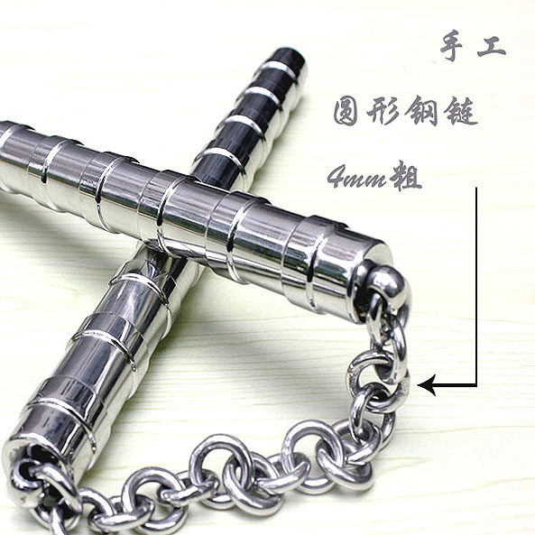 Solid 304 stainless steel nunchaku Bruce Lee actual combat two-section stick self-defense to increase the skill anti-skid nunchaku