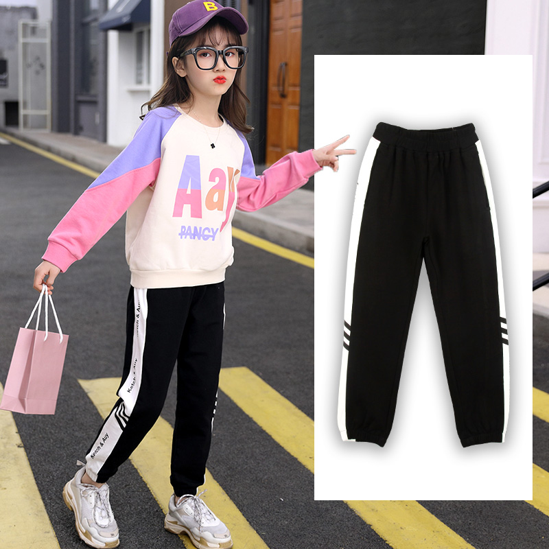 2020 mùa xuân mới và mùa thu childrens quần lỏng lẻo cô gái sweatpants khí nhạc nữ Hàn Quốc phiên bản của quần triều thường dày.