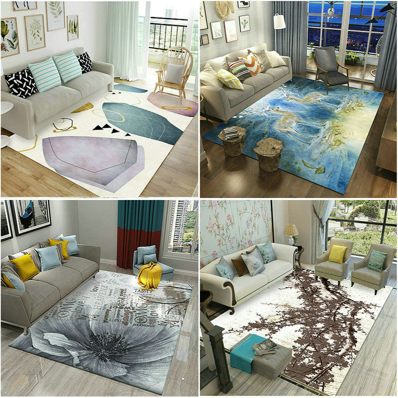 Bắc Âu thảm phòng khách sofa bàn cà phê chăn phòng ngủ đầy đủ cửa hàng dễ thương phòng đầu giường chăn in lưới màu đỏ với thảm sàn - Thảm thảm cao su trải sàn