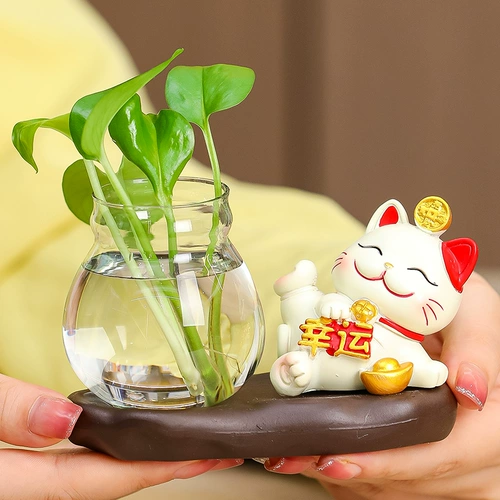 Мультфильм Catal Cat Home Jewelry Display чайный стол Гидропонный растение стекло из цветочной бутылки для водного цвета цветок цветок цветок