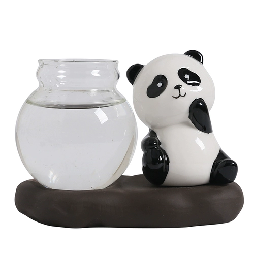 Исцеляющий офисный рабочий стол, чайный столик, украшения для гостиной, украшения, зеленые растения, красная панда, гидропонные сосуды, ваза