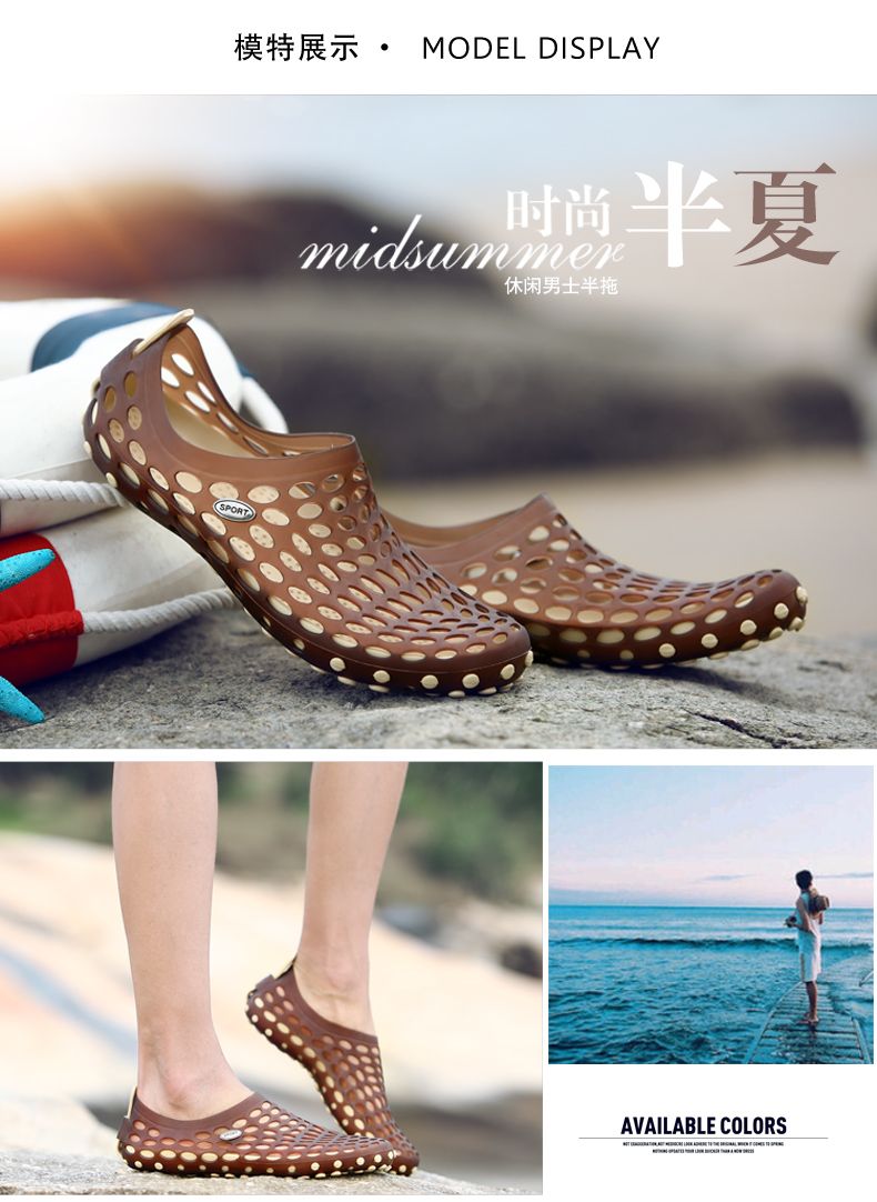 Mùa hè mới giày nam lỗ giày nam thoáng khí giày nam bãi biển dép nam mùa hè giày lội nước không thấm nước dép sandal da nam xịn