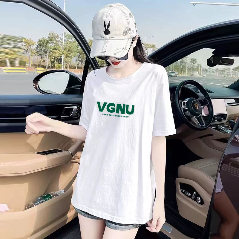 European-Style White Mid-Length T-Shirt That Covers the Hips, 2026 New Short-Sleeve Women's Pure Cotton American-Style Lazy Style Top