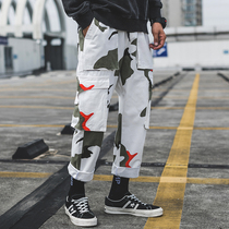 (Special) Straight overalls mens trendy brand personality trousers Black Country trend loose boys casual pants ins ins