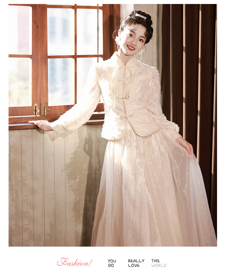 Цветное демисезонное платье подружки невесты, вечернее платье, юбка, удерживающий тепло лонгслив, цвета шампанского, китайский стиль, подходит для подростков Qianli margin 