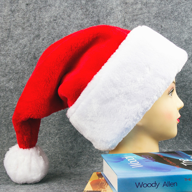 Luxury plush Christmas hat thickened with enlarged plush Christmas hat Santa hat Christmas decorations-Taobao