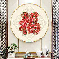 Hundred Flowers Forfu Character Cross Stitch 2021 New Embroidered Anfu Living Room Veranda Bedroom Simple Small Pieces Themselves Embroidered Round