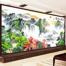 Fuchun Mountain Gutu Cross embroidered 2022 new scenery landscape painting line embroidered living room bedroom with great embroidery on its own