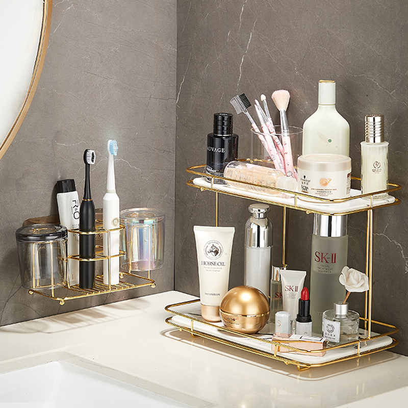 Makeup Room Light Lavish Electric Toothbrush Shelve Cup Toothbrushing Cup Toothbrushing Cup Tooth Cylinder Wash Suit Wall-mounted Free