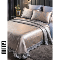 GUJIU high-end European ice silk mat three-piece washable foldable summer naked sleeping soft mat Machine washable