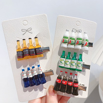 With Chic Courtesy Drink AD Calcium Milk Hairpin Clip Student Liu Hai Cute Hair Accessories AD Calcium Hair Clip Soda Drink