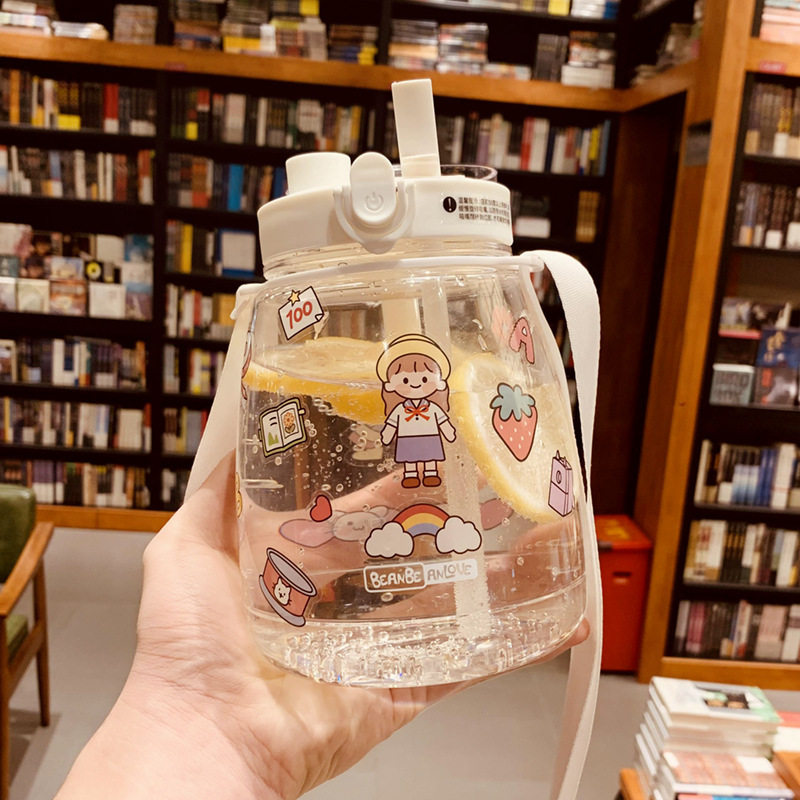 Michelle ice city water cup female cute large-capacity portable with straw cup happy big water cup sweet honey hug baby bag cup